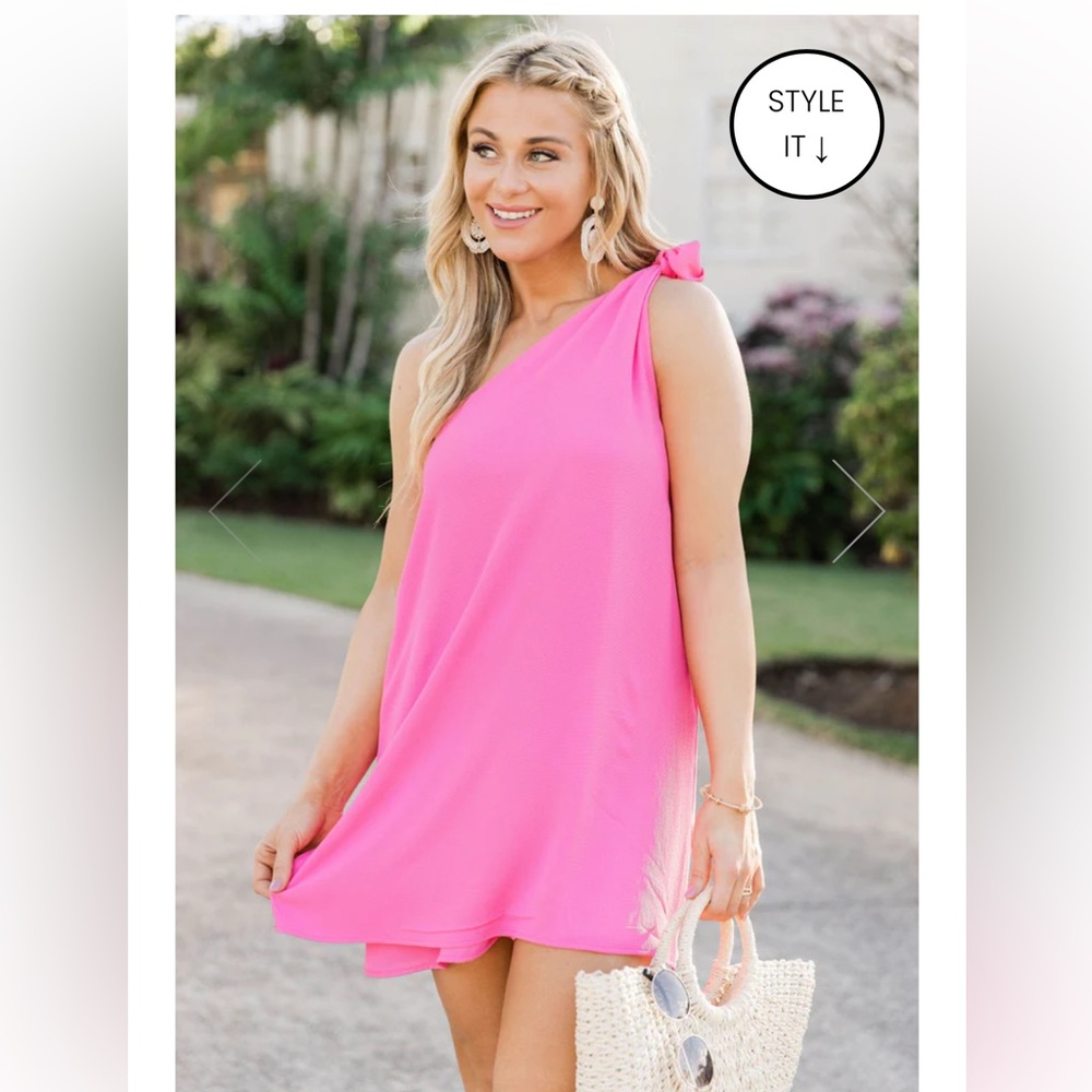 Pink Lily Magenta Thriving all Night Magenta One Shoulder Dress